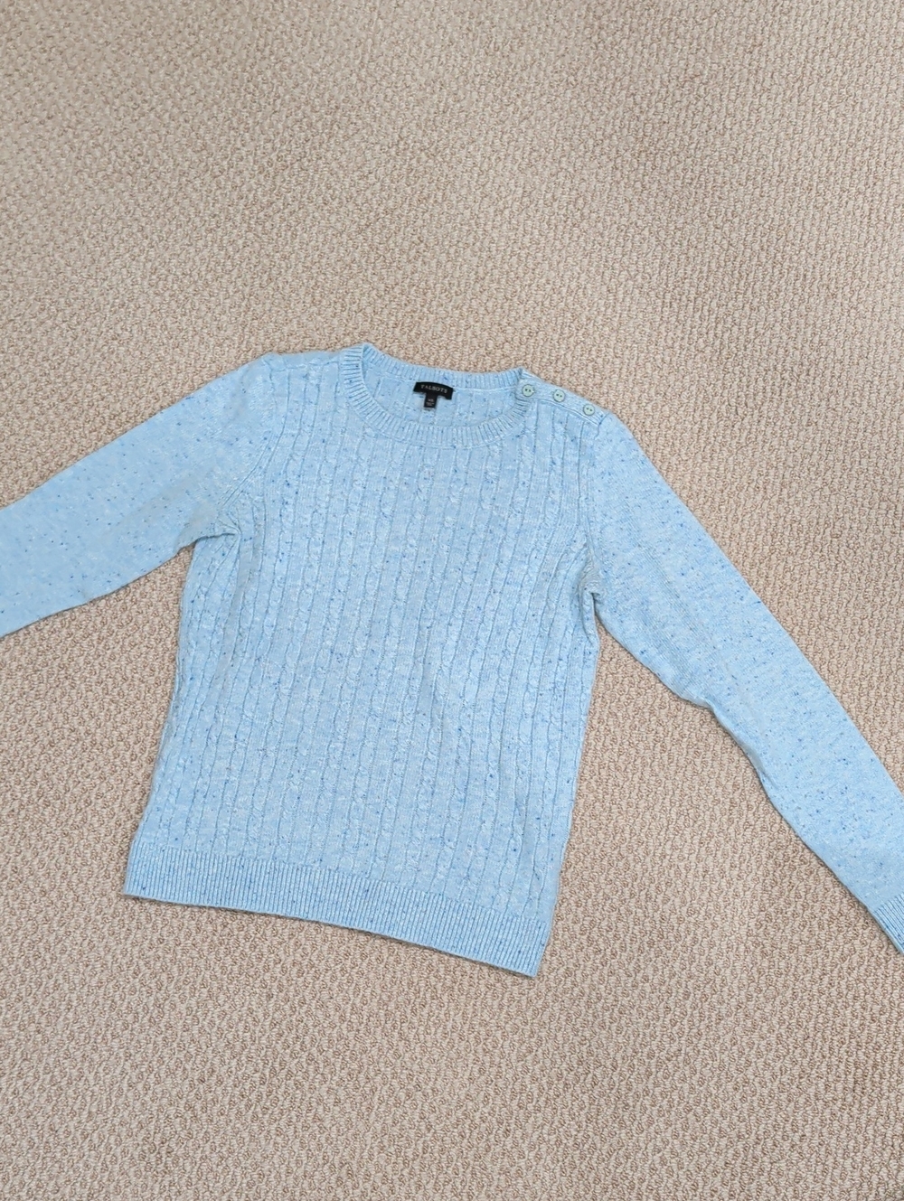 Talbots Pale Blue Cable Knit Crewneck Sweater